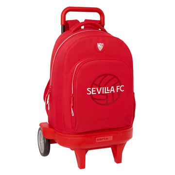 Училищна чанта с колелца Sevilla Fútbol Club Червен 33 x 45 x 22 cm