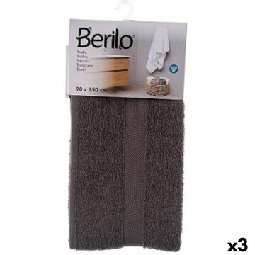 Кърпа за баня Berilo 89671 Сив 80 % памук 20 % полиестер 90 x 150 cm 90 x 0,5 x 150 cm (3 броя)