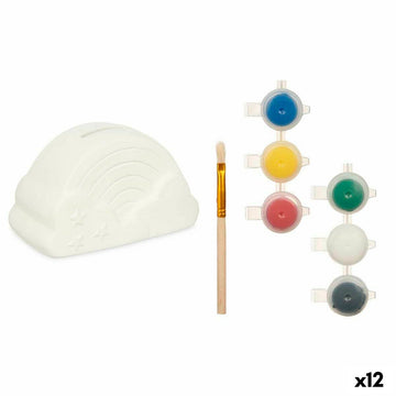 Κουμπαράς για Ζωγραφική Pincello BS2660 Λευκό 13,9 x 8,4 x 9,6 cm Ουράνιο Τόξο (12 Μονάδες)